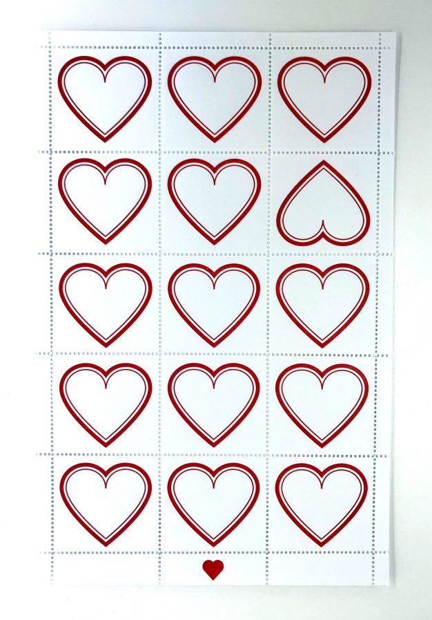 letterpress heart stamps