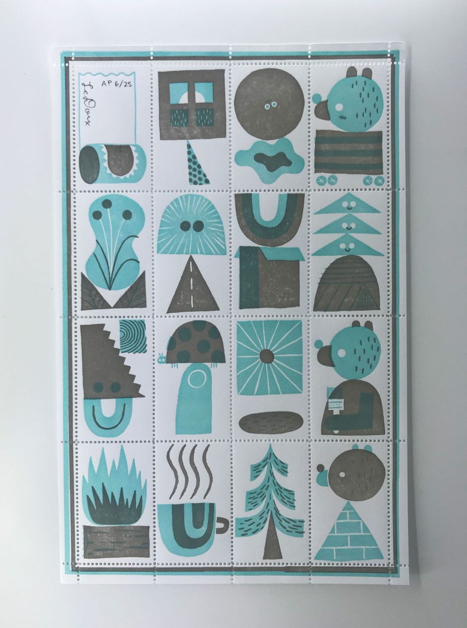 jesse ledoux two color letterpress stamps