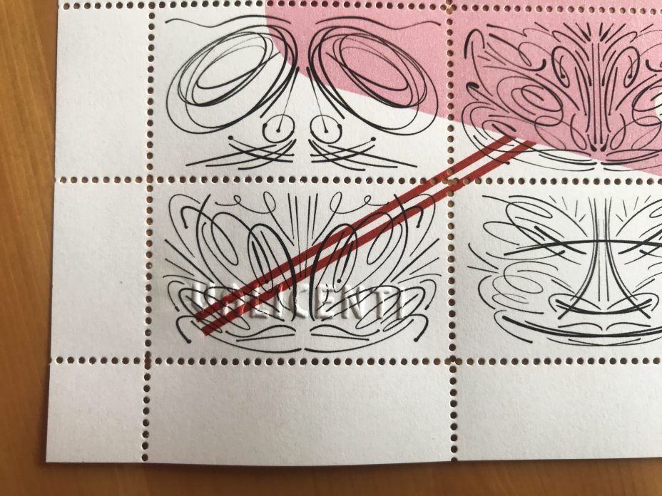 detail of rick valicenti hand emboss