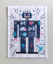 alyn smith risograph robot artist stamp full sheet