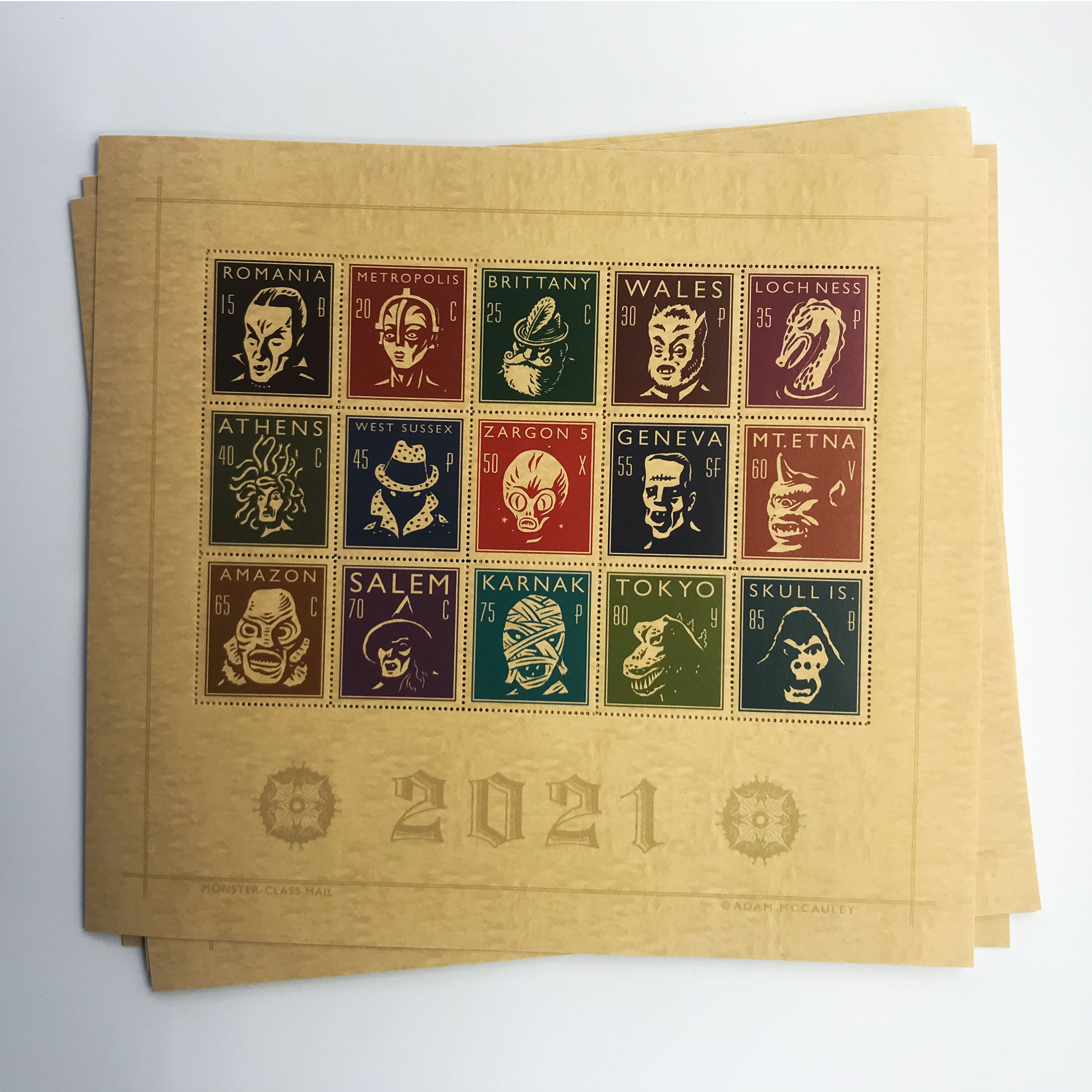 adam mccauley monster stamps square