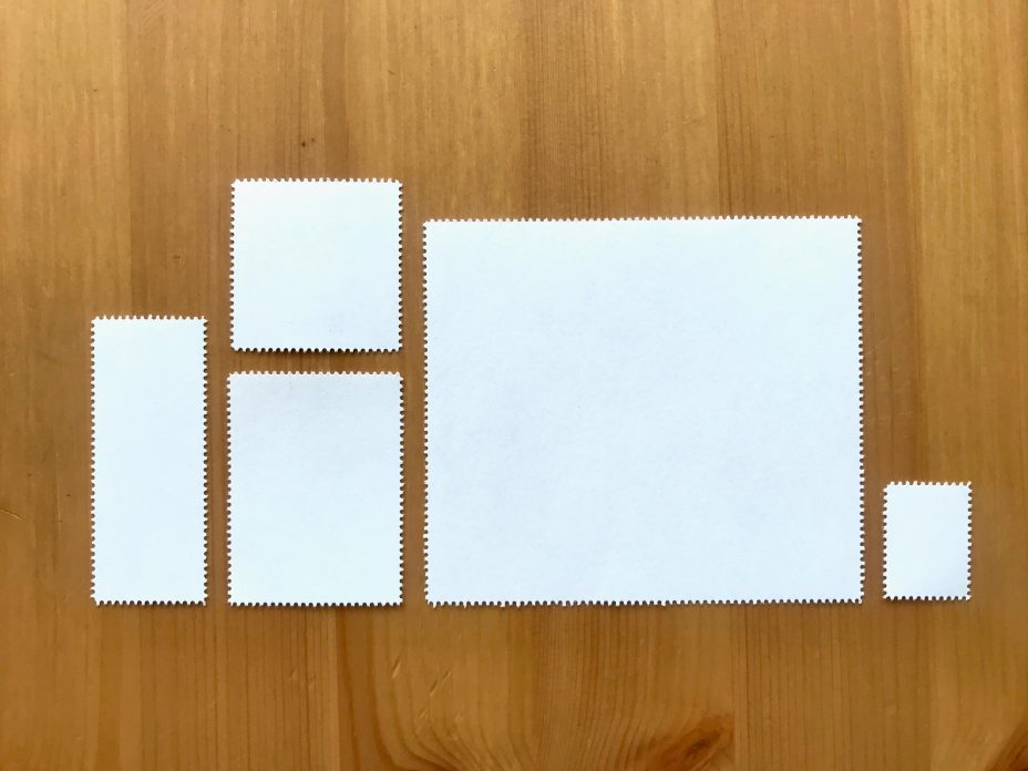 blank lick and stick stamps size comparison 2