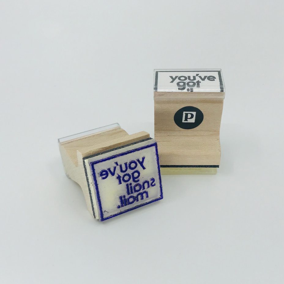 youve got snail mail wooden handle rubber stamp