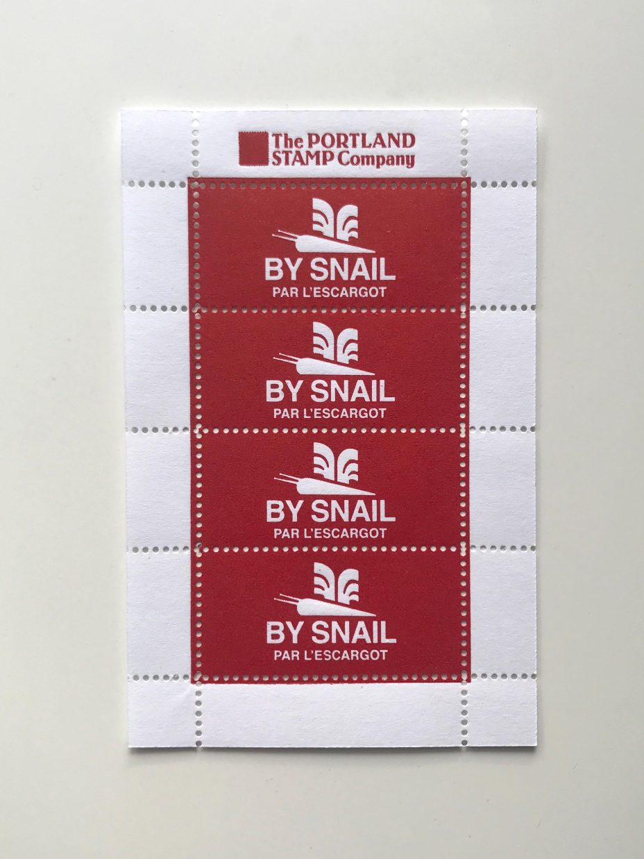 by snail red letterpress stamp sheet