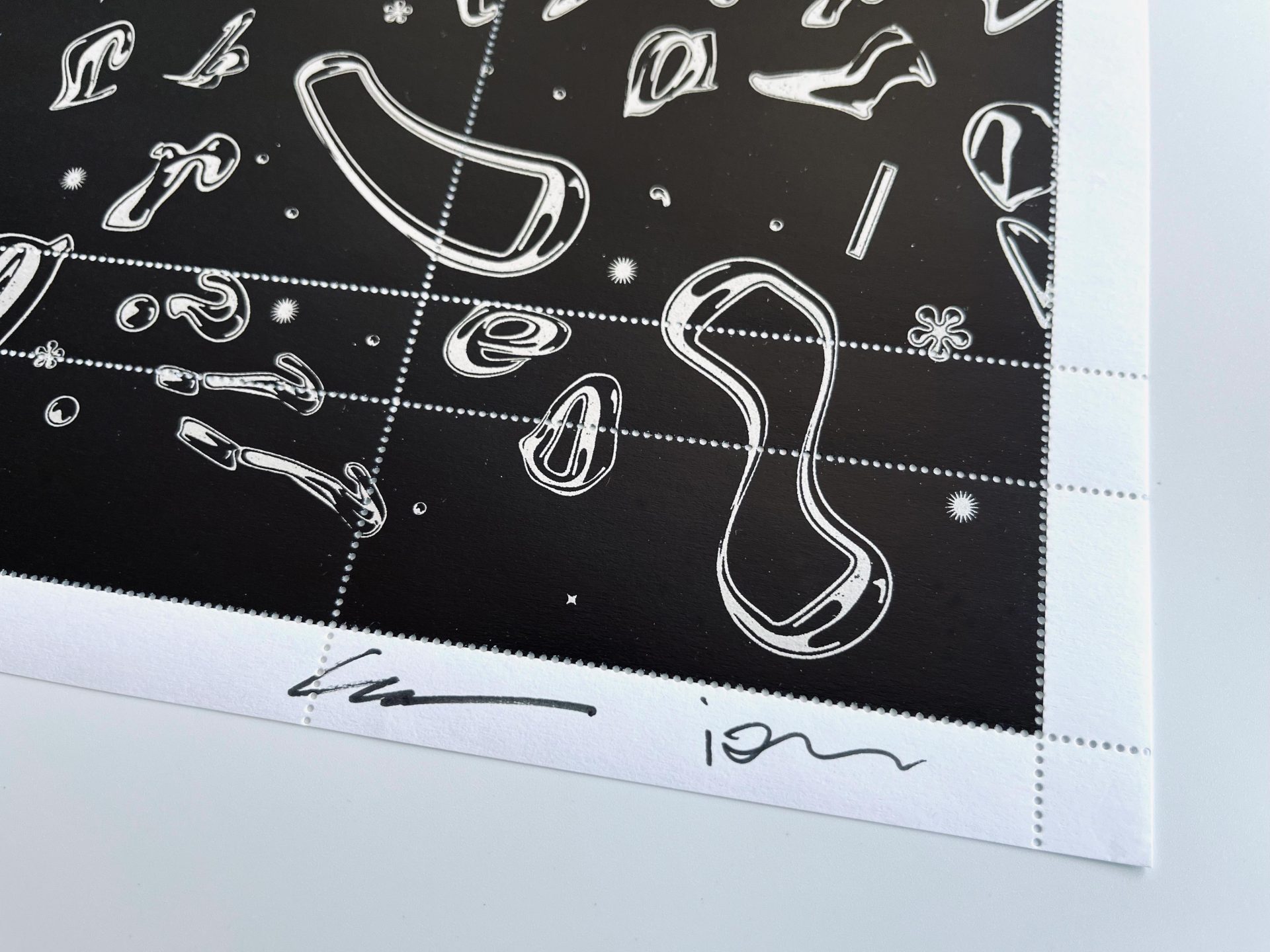 signed cooper chrome stamp sheet detail